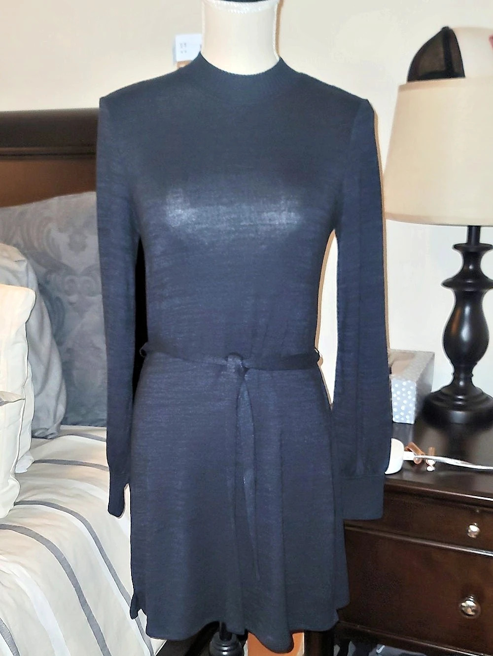Abercrombie & Fitch Long Sleeve Mini Dress in Black Size Small NWT
